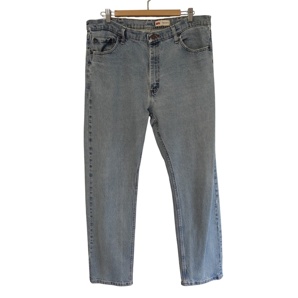 Wrangler Jeans Mens 38x30 Denim Light Blue Wash Regular Fit Stretch Casual Work